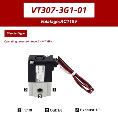 Électrovanne 3 ports VT307-5G1-01 à commande directe type poppet pour vide