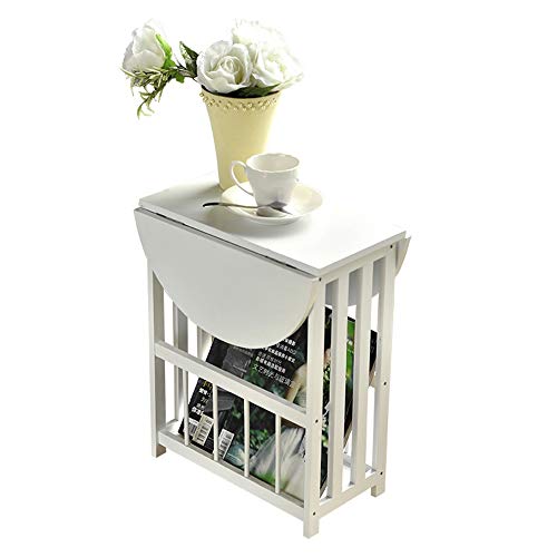 Mesa HUO Centro Plegable pequeña balcón Mini Sofá de mesita de Noche Auxiliar pequeña Multifuncional (Color : Blanco)