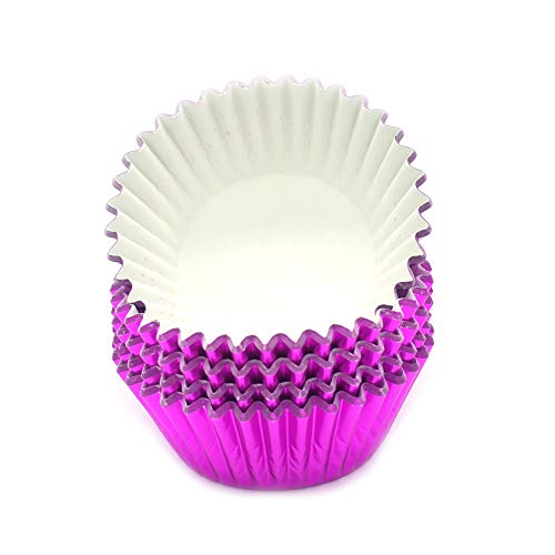Image of Standard Hot Pink Foil Cupcake Liners Muffin Baking Cups for Party and More, 100-Count