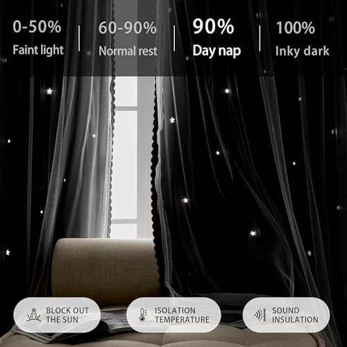 Image of XiDi Black Out Curtains for Bedroom, Curtains for Girls Bedroom Decor, Kids Curtains 2 Panel Set, Blackout Curtains for Living Room Curtains 84 inches Long 2 Panel Grey