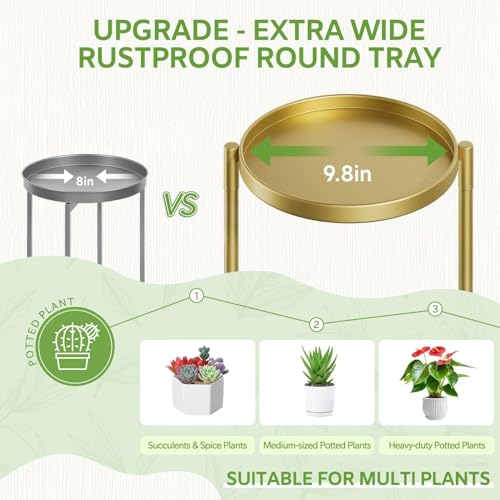 Image of iDavosic.ly 7 Tier Large Plant Stand Indoor, 10 Inch Wide Tall Corner Metal Plant Stands Outdoor for Multiple Plants, Folding Tiered Flower Display Holder Rack Shelf, Gold
