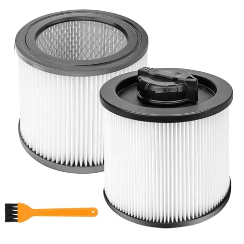 ECOMAID DXVC4001 Cartridge Filter Replacement Fit for DEWALT DXV04T DXV05P DXV05S DXV08S DXV06G 4-5 Gallon Wet Dry Shop Vacuums Washable and Reusable(2 Pack)
