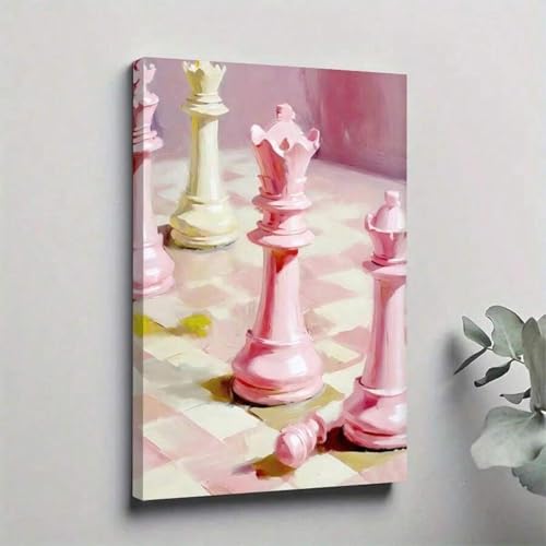 Impression sur toile jeu d'échecs rose impressionniste de qualité supérieure 50x70