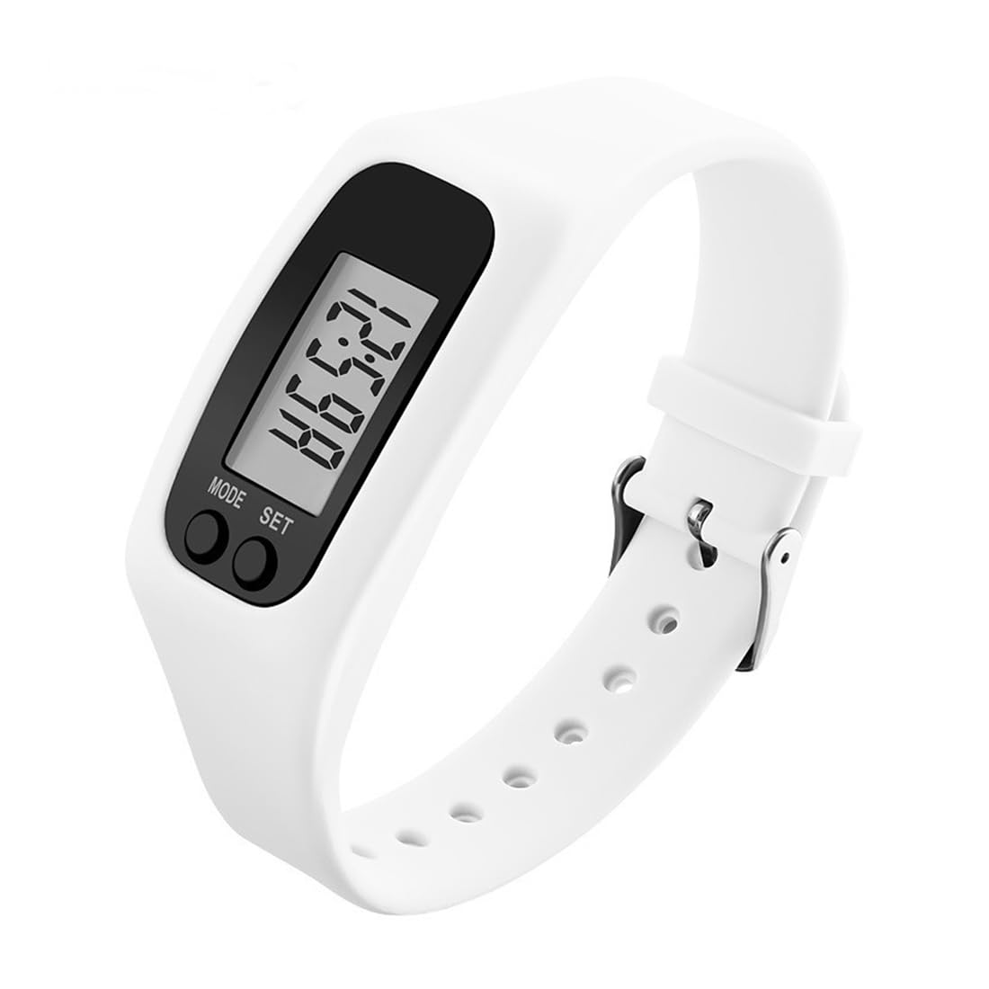 1 Pièce Montre Podometre non Connectée,Silicone Podomètre Montre, Podomètres de Sport et de Fitness,Unisexe (Blanc)
