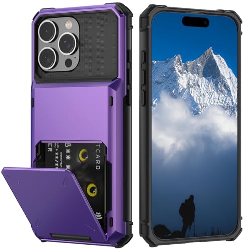 Nvollnoe for iPhone 16 Pro Max Case with Card Holder[Store 5 Cards]