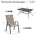PHI VILLA 7-teiliges Gartenmöbel Set, Terrassenmöbel Outdoor mit 1 Rechteckig Gartentisch und 6 Textilene Stapelstühlen, Wetterfest E-Beschichtung Metall Gartenset für Hinterhof Veranda Poolbereich