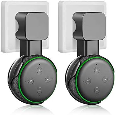 Outlet Wall Mount Compatible with Alexa Echo Dot 3RD Generation, Hanger Holder, Cord Arrangement, Best Space-Saving Solution, Hide Messy Cable, 2 Pack(Black)