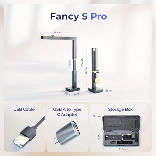 CZUR Fancy S Pro 4K USB-Dokumentenkamera & 12MP Webcam mit LED-Licht und Mikrofon, bis zu 60 fps, Autofokus, für Fernunterricht, Live-Streaming, Webkonferenz, für Mac und Windows