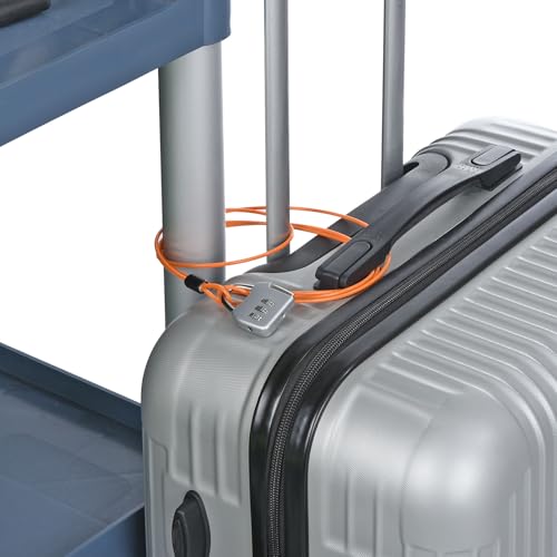 Image of PATIKIL Security Steel Cable with 3 Digit Combination Lock, 2 Set Travel Padlock 3.3Ft Coated Safety Wire Rope Double Loop for Luggage Suitcase, Black
