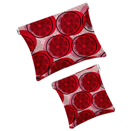 Borse cosmetiche tascabili da borsa per il trucco impermeabile senza cerniera custodia per a chiusura automatica per ragazze mini per - Pompelmi rossi Multicolore donna pelle