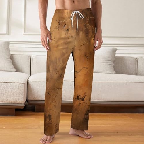 Abstract Brown Rust Color Mens Pajama Pants Print Lounge Pant PJ Bottoms Sleepwear Loungewear2