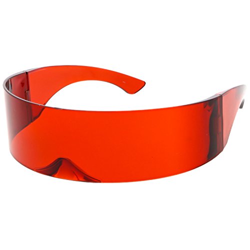 Image of zeroUV - 80s Futuristic Cyclops Cyberpunk Visor Sunglasses with Semi Translucent Mirrored Lens Shield Sunglasses