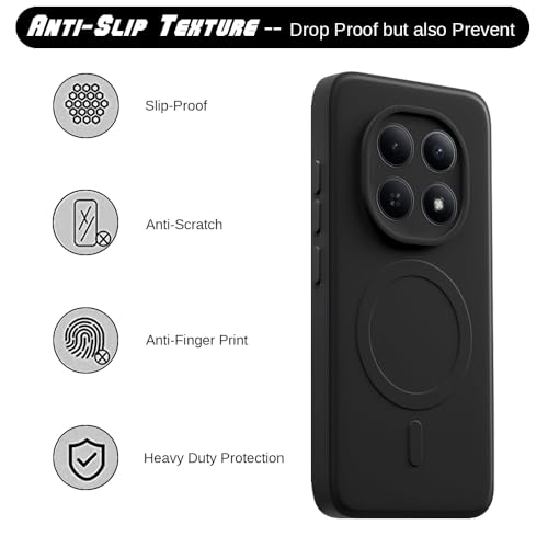 Image of Back Cover | MagFit Ring Design (Non-Magnetic) | Shockproof Case | Anti-Slip Grip | Raised Camera Edges | Slim Protective Case for Mi Redmi Note 15 5G / Note 15 SE 5G / Poco M8 5G(Matte Black)