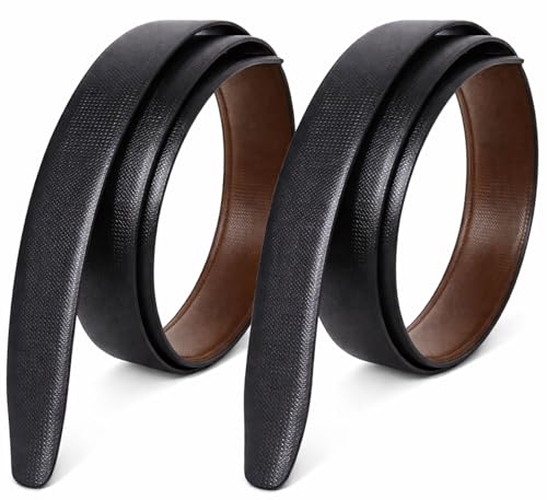 Image of Belt for Men without Buckle PU Leather Reversible Brown Strap with No Buckle Combo Pack of 2