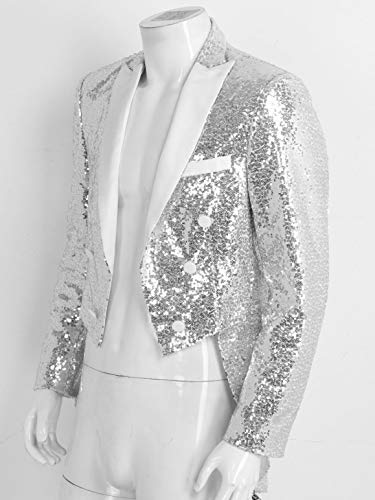 TiaoBug Glanzend herenjasje, slim fit, blazer, lange mouwen, mantel, jas, feestelijk, smoking, gentleman, kostuum, party, bruiloft, bal, verkleedpartij - Image 4