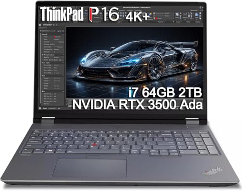 Image of Lenovo ThinkPad P16 Mobile Workstation Laptop (16 inch UHD+ 4K+, NVIDIA RTX 3500 Ada 12GB, Intel Core i7-14700HX, 64GB DDR5, 2TB SSD) for Engineer, Designer, Architect, Fingerprint, IR Webcam, Win 11 Pro