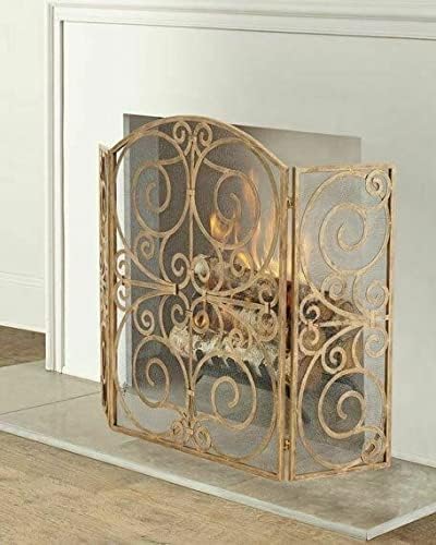 Fireplace Screens Fireplace Screen Antique Gold Rolled Scroll Fireplace Screen Flat Fireplace Screens Decorative Feito na China