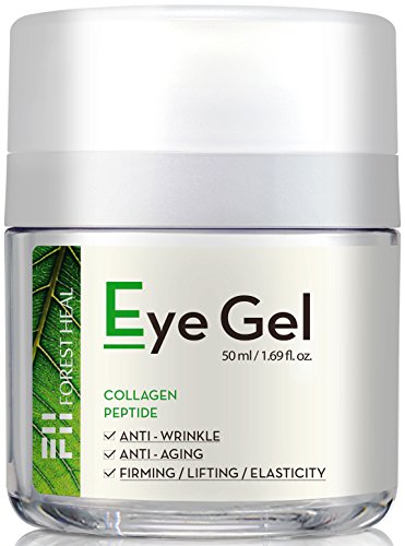 Natural Anti-Aging Eye Gel Cream with Collagen Peptides, Anti Wrinkle Moisturizer For Under and Around Eyes, Forest Heal 1.69 fl.oz.