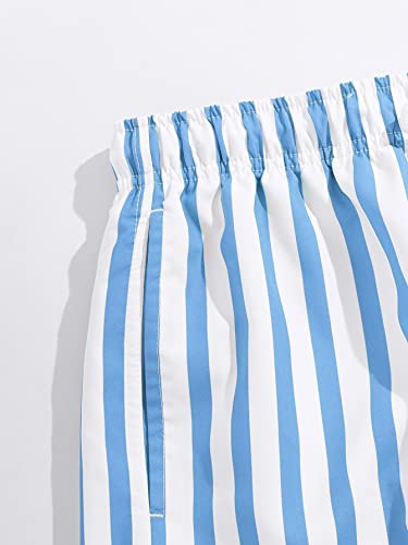 Shenhe Men'S Striped Print Drawstring Waist Workout Gym Track Shorts Swim Trunks Blue Striped S thumb #3