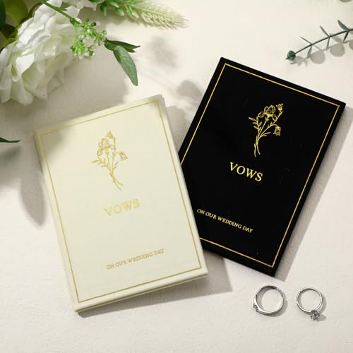 Engrowtic Conjunto de 2 livros de votos de casamento para ele e ela em nossos cadernos de dia do casamento com capa de tecido de folha dourada 14,7 cm x 10,4 cm, presente de noiva e noivo para casais