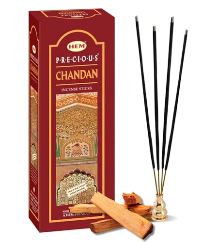 HEM Precious Chandan Incense Sticks | Pack of 6 Boxes (120 Sticks) | Classic Sandalwood Aroma for Meditation, Pooja & Relaxation | Handcrafted for Calm & Positivity (Chandan)