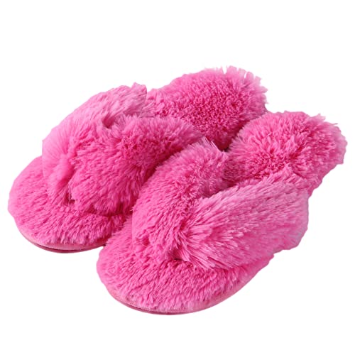 Fuzzy Flip Flop Open Toed Slippers for Womens Furry Home Slippers Fluffy Slip on House Shoes Indoor Outdoor Slippers