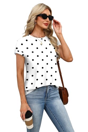 Image of Alaroo Womens Summer Tops Short Sleeve Shirts Crew Neck Tshirt Cute Trendy Tunic Blouses (S-3XL)