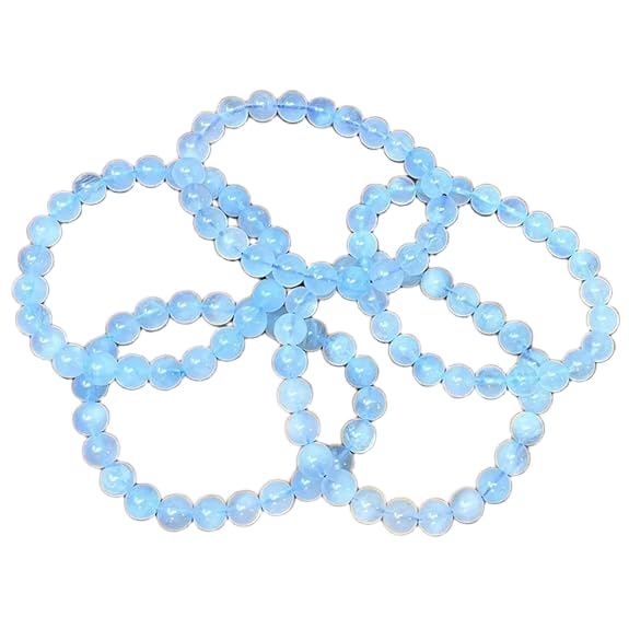Natural Blue Aquamarine Bracelet, AAA Grade, 8mm, Unisex, Stretchable-image-45