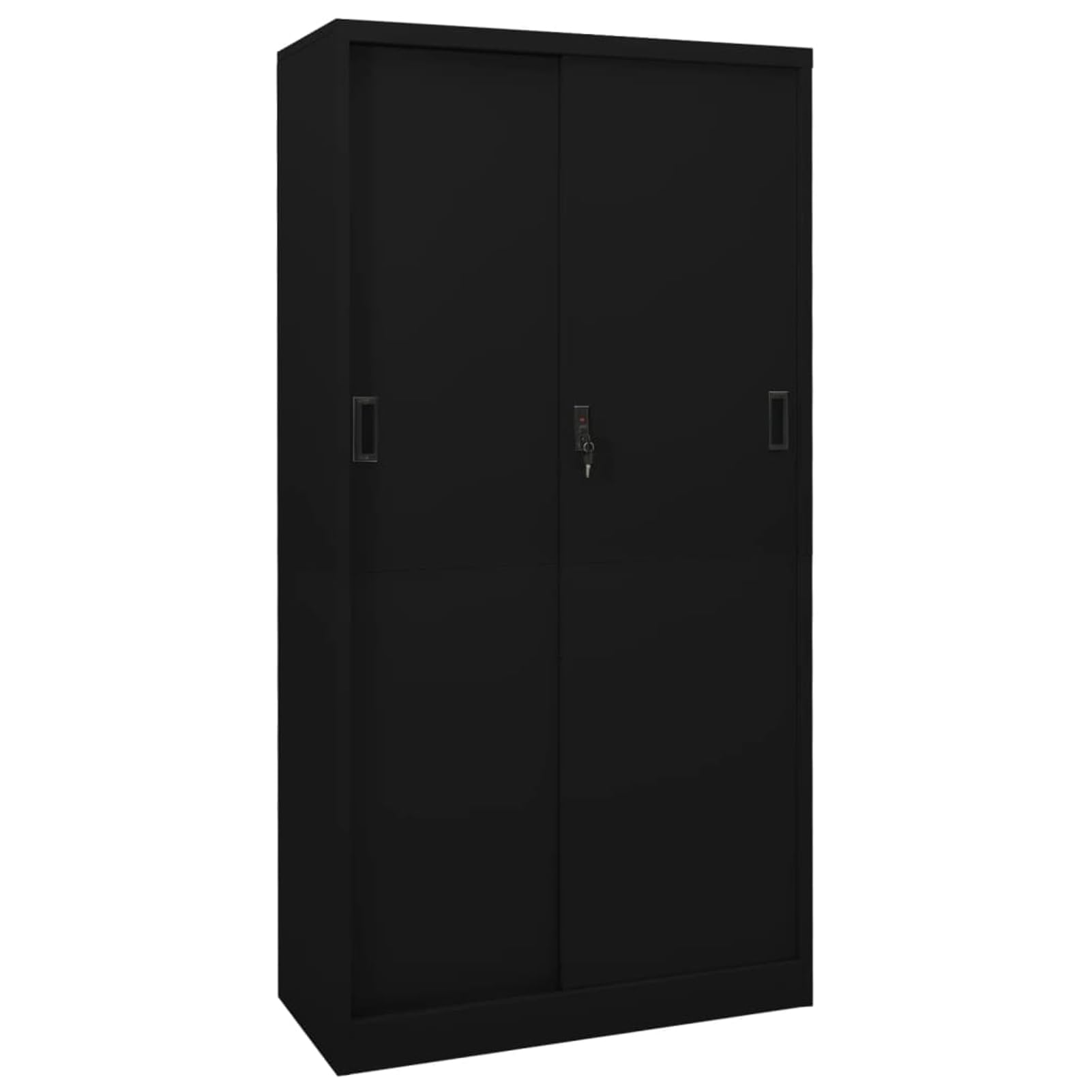 Gecheer Büroschrank mit Schiebetür Aktenschrank Büromöbel Metallschrank Stahlschrank Lagerschrank Universalschrank Schrank Schwarz 90x40x180cm Stahl