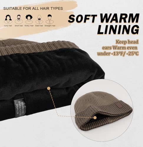 Image of Wmcaps Warm Beanie for Men Women, Fleece Lined Beanie Warm Winter Caps Unisex Fashion Knit Cuffed Cap