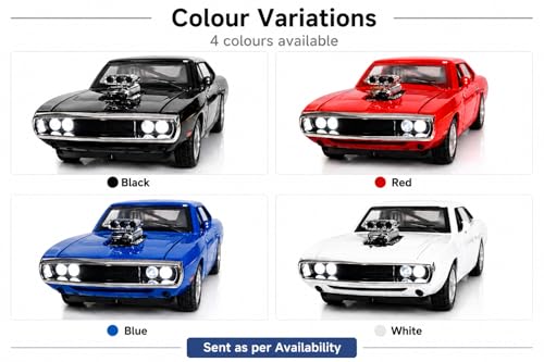 Image of 1970 Classic Muscle Car Diecast Model Car 1:32 Scale - Pull Back Alloy Toy Car with Sound & Light, Openable Doors Hood & Trunk (1:32 - Fast & Furious Dodger Metal Car)