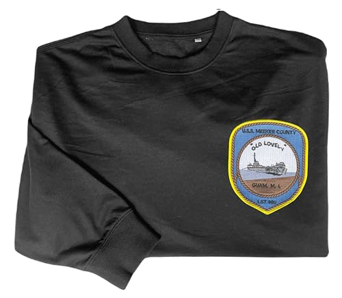 Lst 980 uss meeker county embroidered shirt Black2