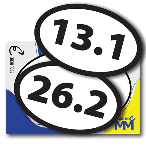 Image of 13.1 Half Marathon Sticker and 26.2 Marathon Oval Running Stickers, 5.5x3.5 Inch, Combo Pack, Black, Sticker for Car, 13.1 Half Marathon Gifts, Celebrate Running Achievements, Car Decals, Made in USA