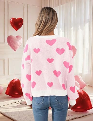 Image of Libsorge Womens Valentine Heart Sweater 2026 Valentines Day Trendy Cute Oversized Long Sleeve Pullover Sweaters