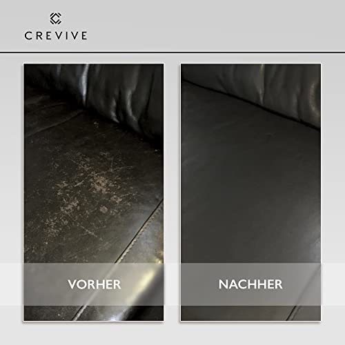 CREVIVE Leder Reparatur Set Schwarz 300 ml - Lederpflege Auto - Lederreparatur Sofa - Autositz Reparatur