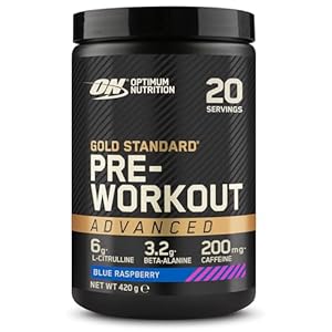 Optimum Nutrition ON Gold Standard Pre-Workout Advanced with l-Citrulline, Beta-Alanine and Caffeine, Blue Raspberry, 20 Servings, 420 g