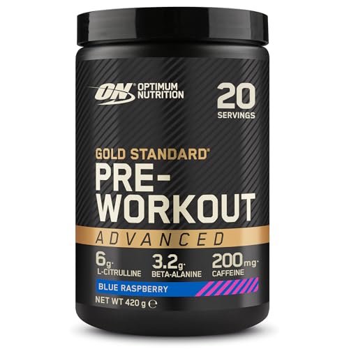 Optimum Nutrition ON Gold Standard Pre-Workout Advanced with l-Citrulline, Beta-Alanine and Caffeine, Blue Raspberry, 20 Servings, 420 g