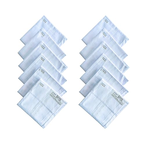 Image of Ashoka Cotton Casual Style Handkerchief For Men - Pack Of 12 (White Plain)