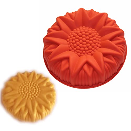 X-Haibei 9-Inch Sunflower Birthday Jello Chocolate Cake Pan Baking Gelatin Salads Birdseed Silicone Shallow Mold #TOP16