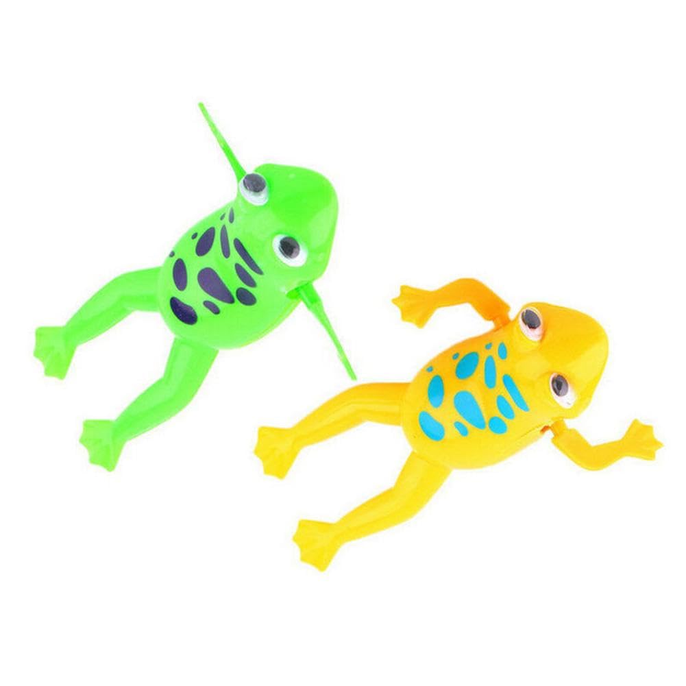 2Pcs Cute Bathroom Tub Bathing Clockwork Wind UP Plastic Bath Frog Accessory Bathing Supplies YUBJIANG