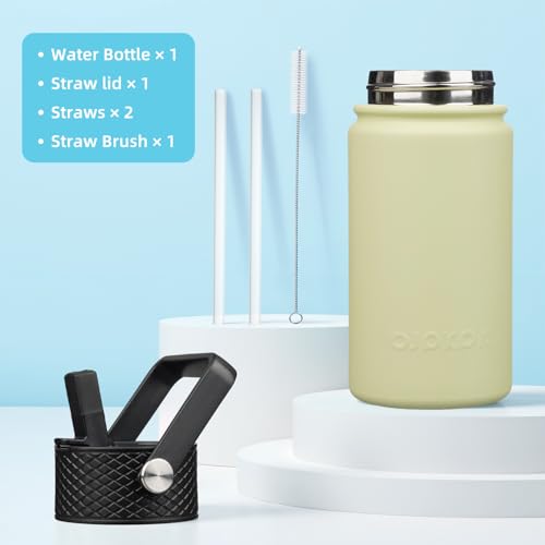 Image of BJPKPK Insulated Water Bottle, 15oz Stainless Steel with Straw Lid