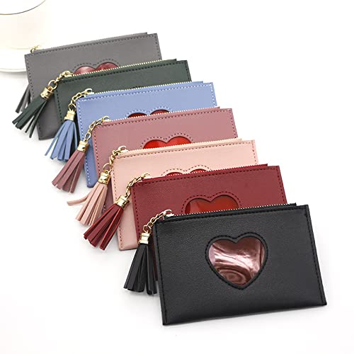 Pu Leather Credit Card Holder Clutch Wallets for Women Cute Heart Girl Wallet (Pink)3