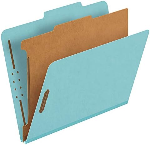Pendaflex Classification Folders, Standard, 1 Divider, Embedded Fasteners, 2/5 Cut Tab, Blue, Letter, 10/BX (23730P)