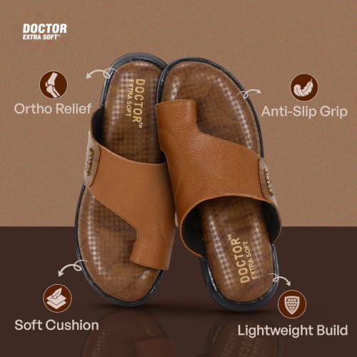 Image of DOCTOR EXTRA SOFT Care Orthopedic Diabetic Comfortable Dr Sole Footwear Daily Use Casual Home Wear Stylish Black Cushioned One Toe Ring Thump Chappal-Sandals-Slippers for Men's-Gents-Boy's L-5
