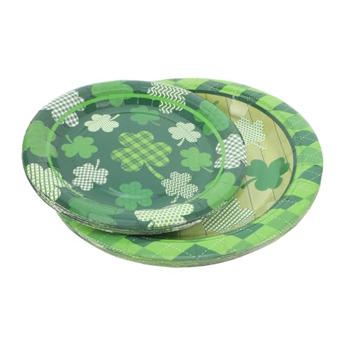 Anneome 20pcs Shamrock Paper Plates and Disposable Tableware for Patrick's Day Spring Parties and Family Gatherings