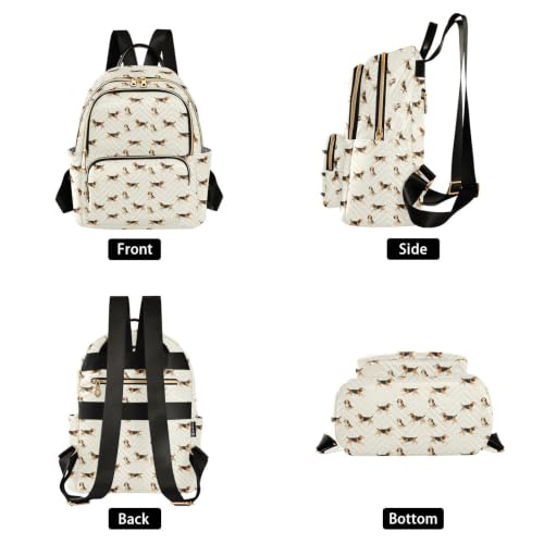 Mochila con 3 bolsillos con cremallera para mujer y estampado de Beagle 2