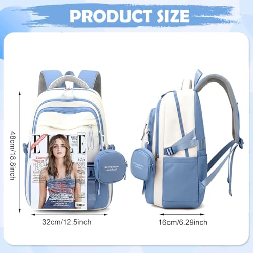 Image of TS WITH TECHSUN College Laptop Backpack for Women & Teens with Zipper Pouch | School Bag for Girls 13-14 Years | 18 Inch Book Backpack | Travel School Bag, Tuition, Coaching