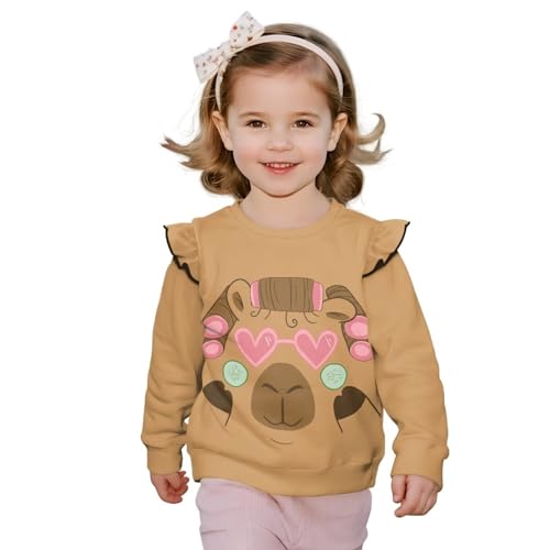 GePrint Girls Sweatshirt Ruffle Long Sleeve Girls Pullover Crewneck Sweatshirt Comfortable Fall Winter Clothes for Girl 1-82