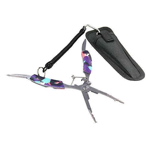 【オルルド釣具】 フィッシングプライヤー 釣り具 ツール ステンレス 多機能 専用ケースとカラビナ付きスパイラルコード付属 迷彩2 qb500022a03n0のサムネイル