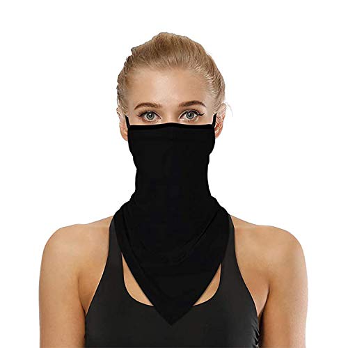 Face Mask Reusable Washable Cloth Bandanas Women Men Neck Gaiter Cover Ear Loops Black